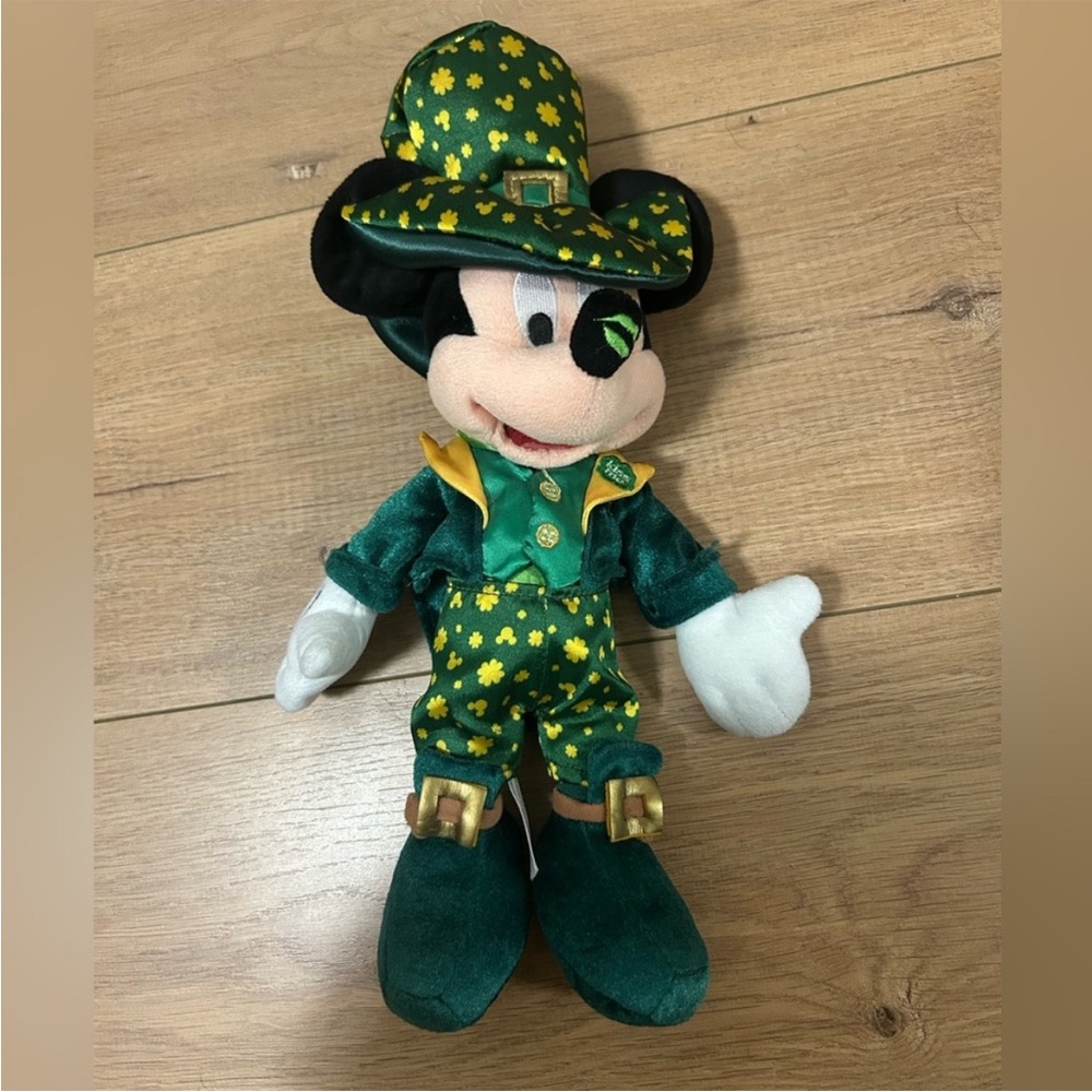 Disney Mickey Mouse Leprechaun Plush Toy 13" Kiss Me St Patrick’s Day Irish Luck